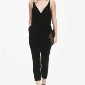New! Black Velvet Cropped Jumpsuit